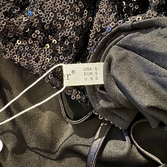 Black Sequin elegant cocktail midi dress Halter Neck - size S - Picture 3 of 5